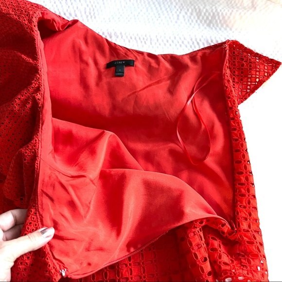 J.Crew One-shoulder Ruffle Eyelet Top in Red 2 NWOT - Picture 8 of 13